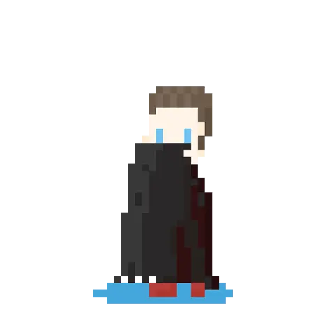 Pixel art character dressed as vampire